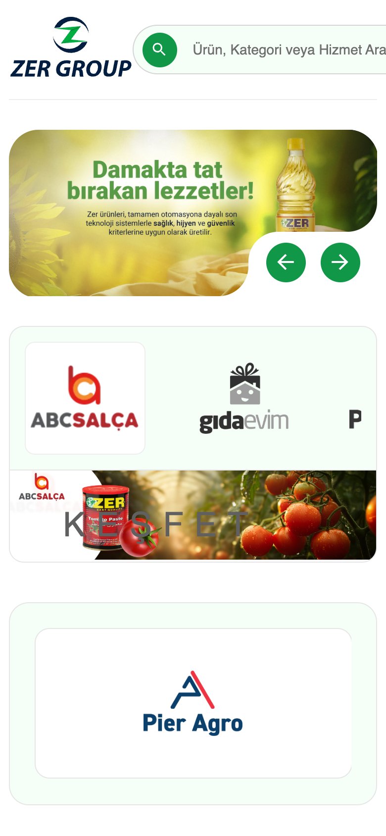 Zer Group — mobil görünüm