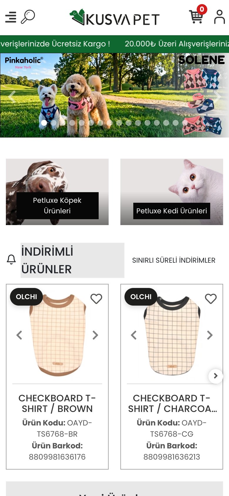 Kuşva Pet — mobil görünüm