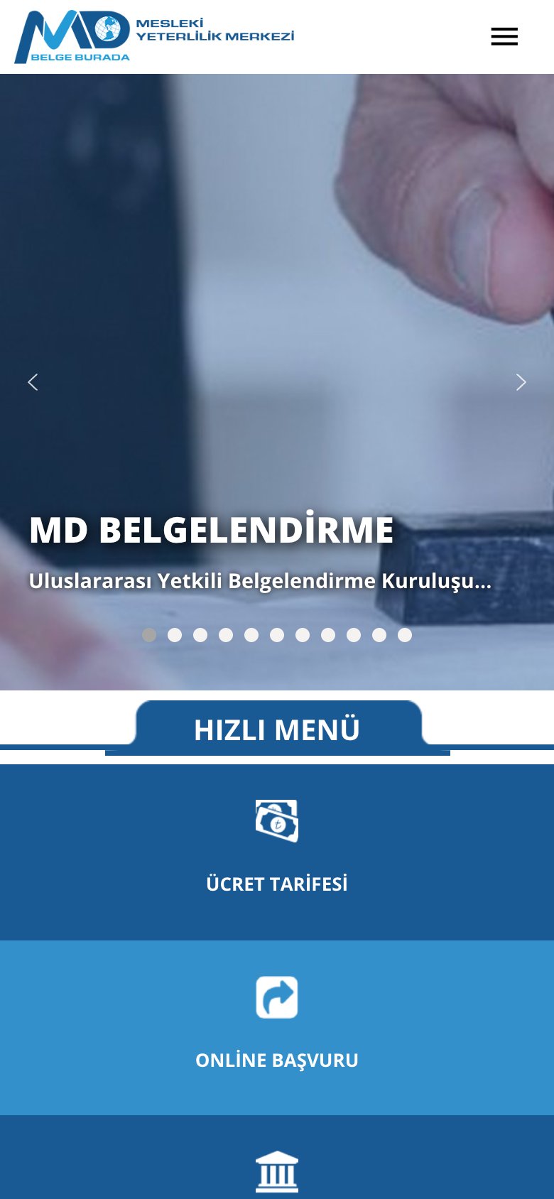 MD Belgelendirme — mobil görünüm