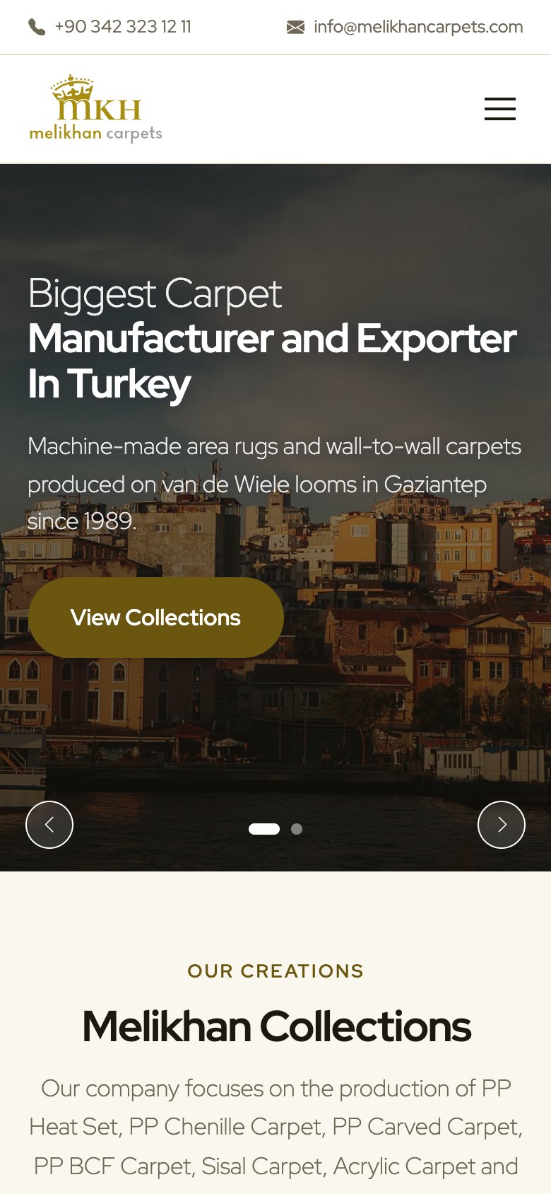 Melikhan Carpets — mobil görünüm