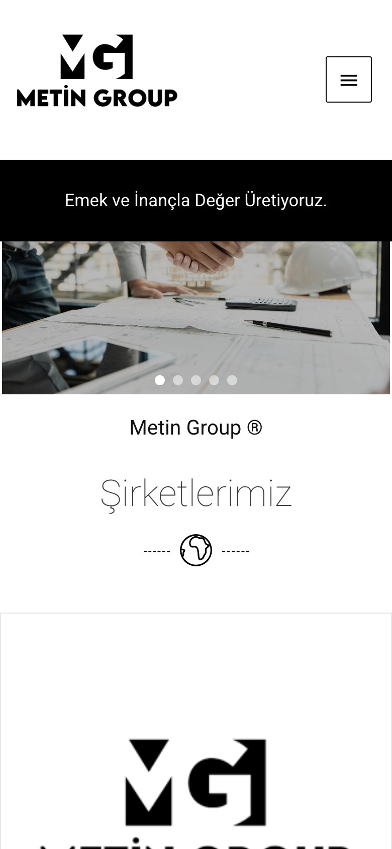 Metin Group — mobil görünüm