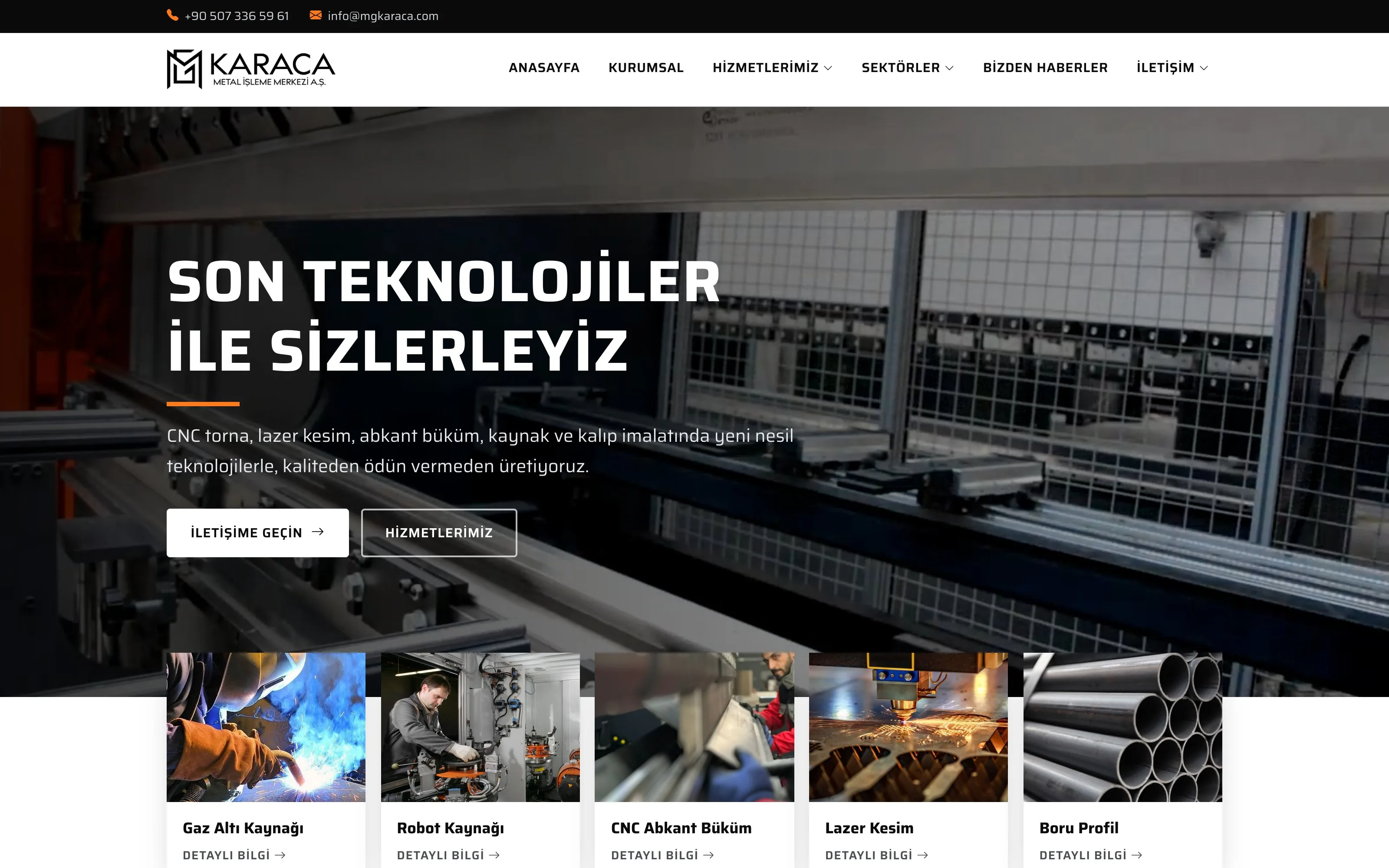 MG Karaca web sitesi ekran görüntüsü