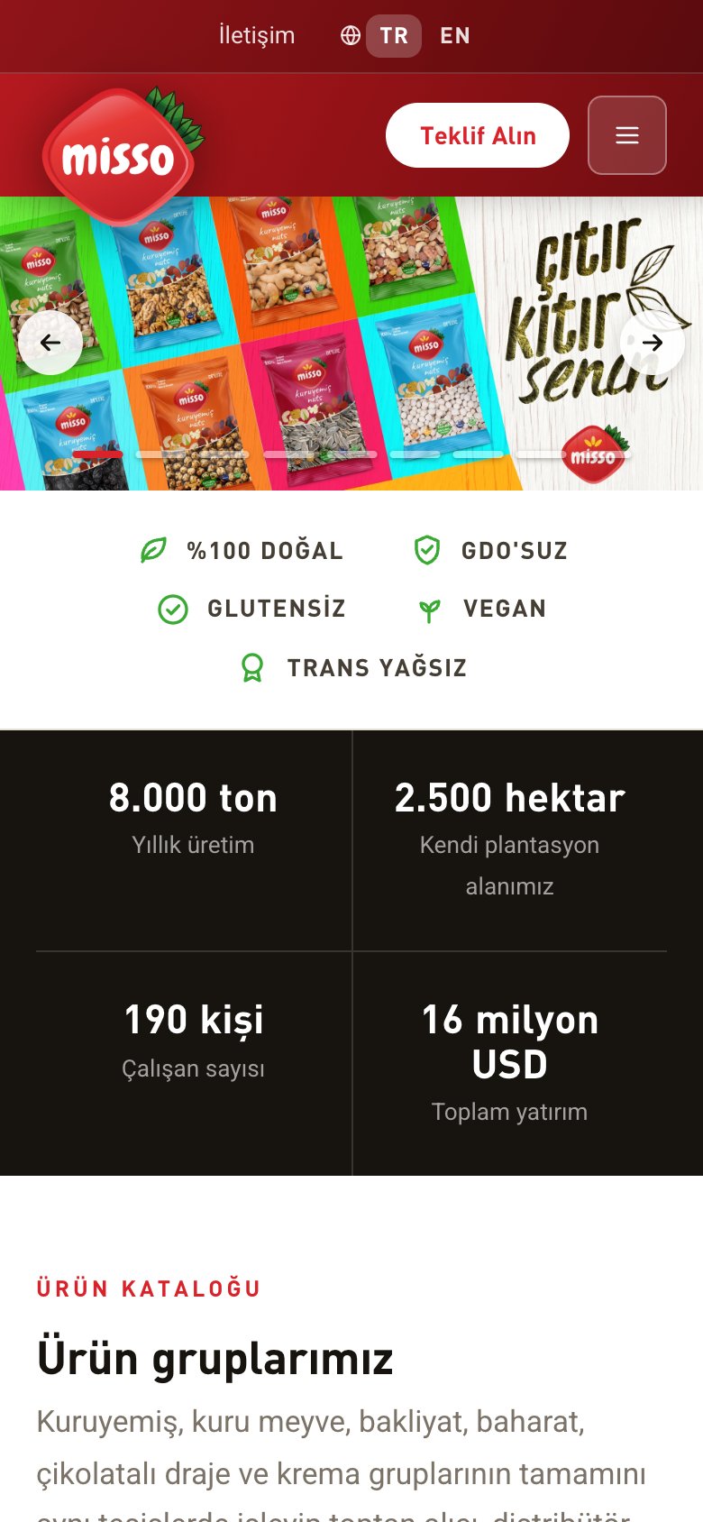 Misso Foods — mobil görünüm