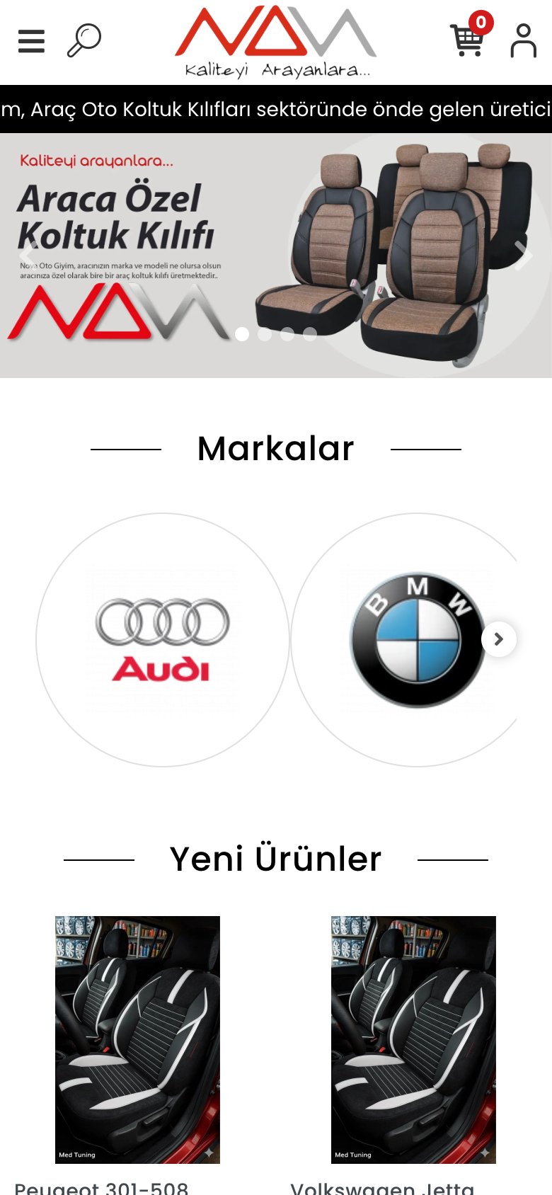 Nova Oto Giyim — mobil görünüm