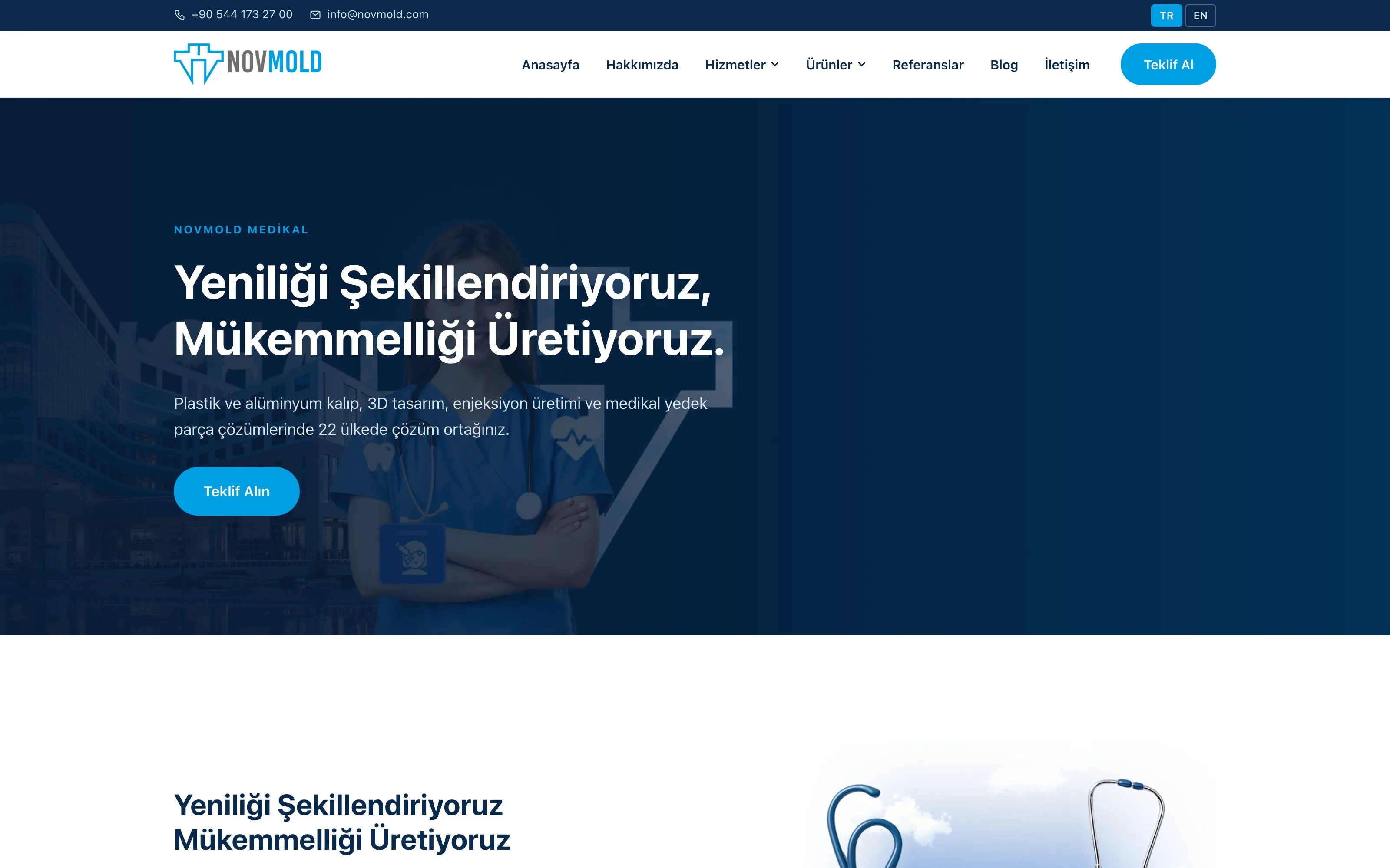 Novmold web sitesi ekran görüntüsü