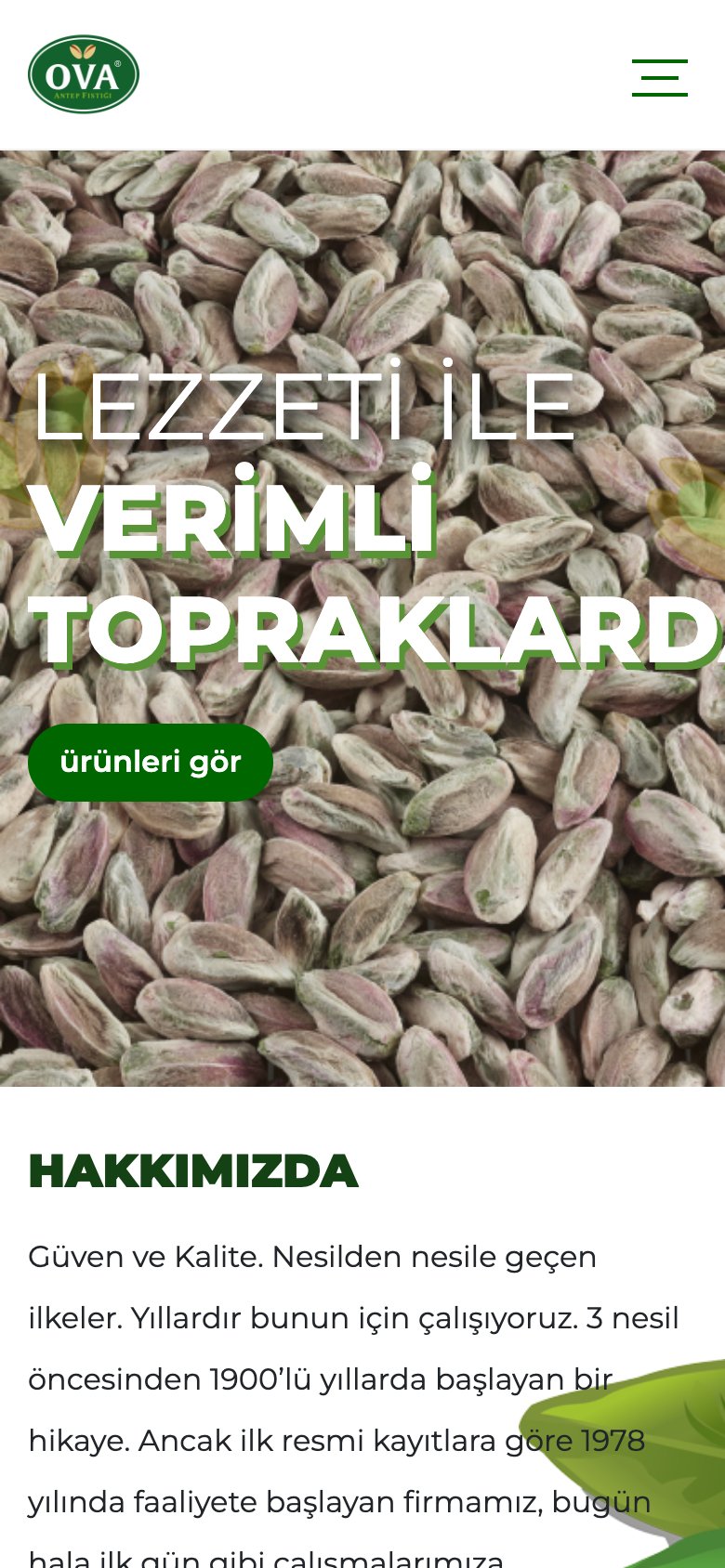 Ova Gıda — mobil görünüm