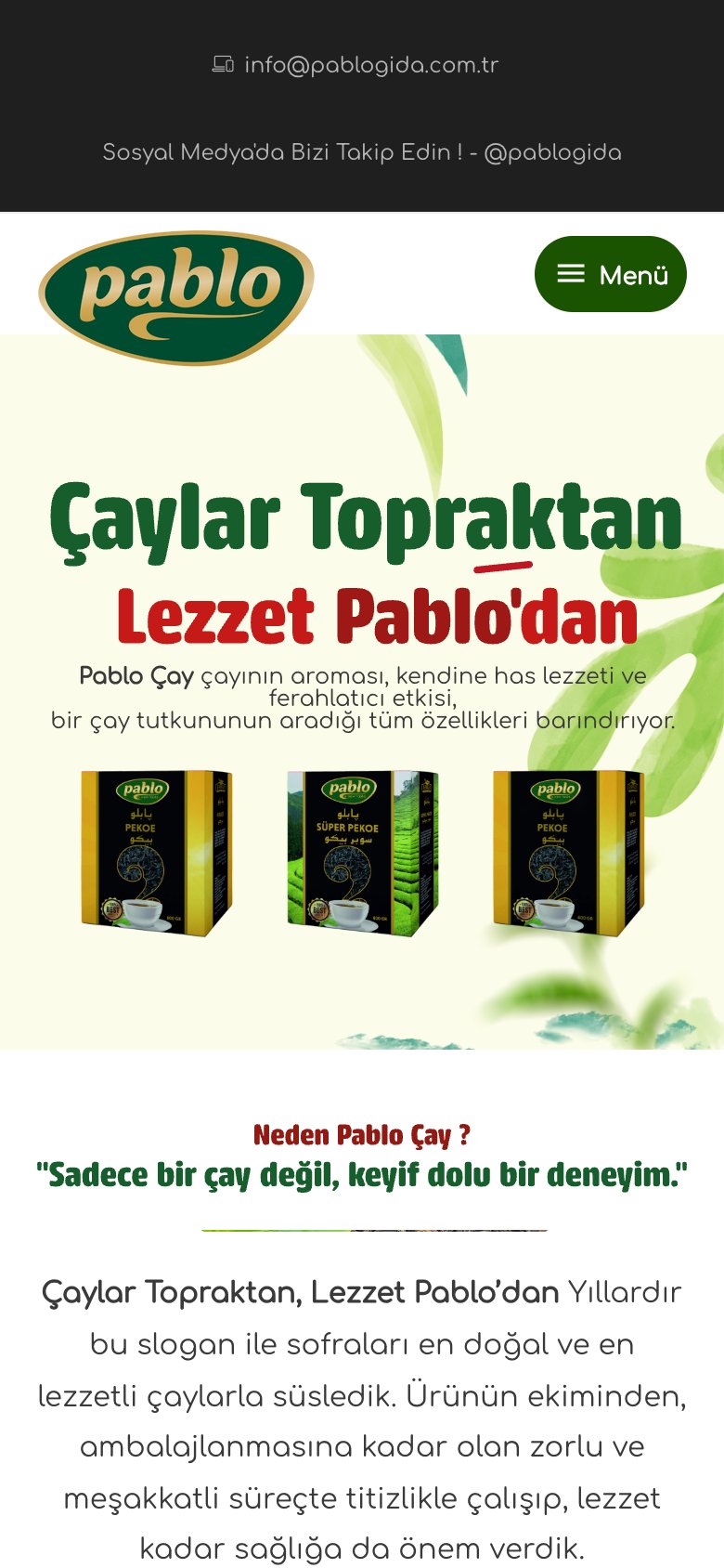 Pablo Gıda — mobil görünüm