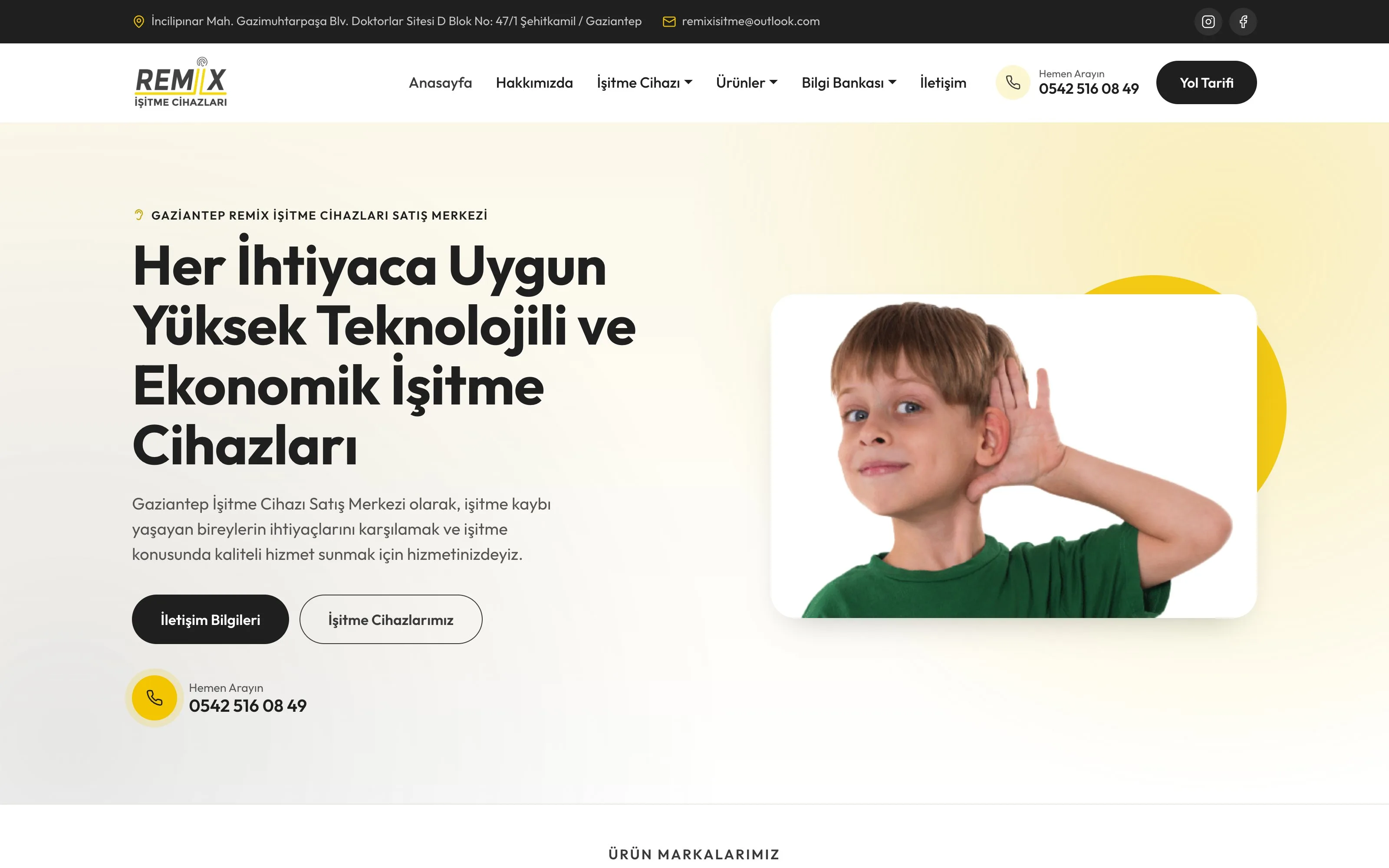 Remix İşitme Gaziantep web sitesi ekran görüntüsü