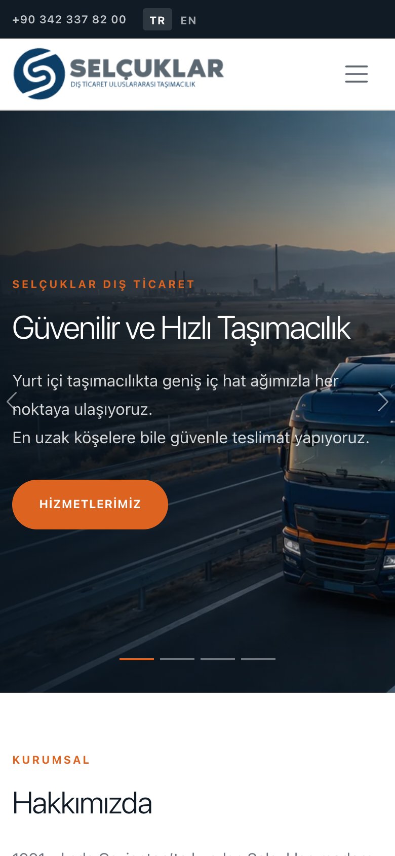 Selçuklar Lojistik — mobil görünüm