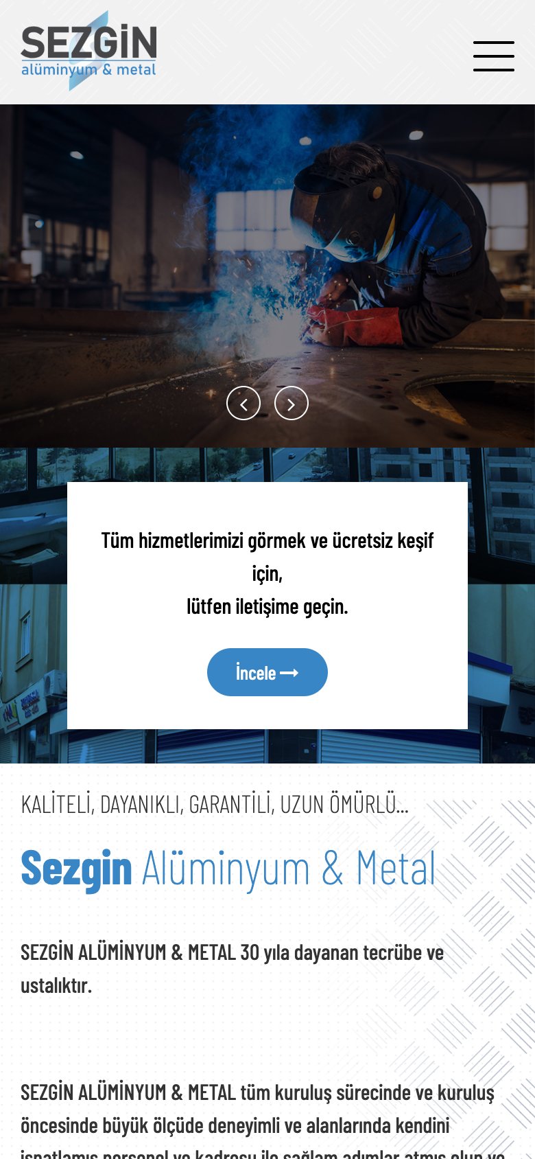 Sezgin Alüminyum Metal — mobil görünüm