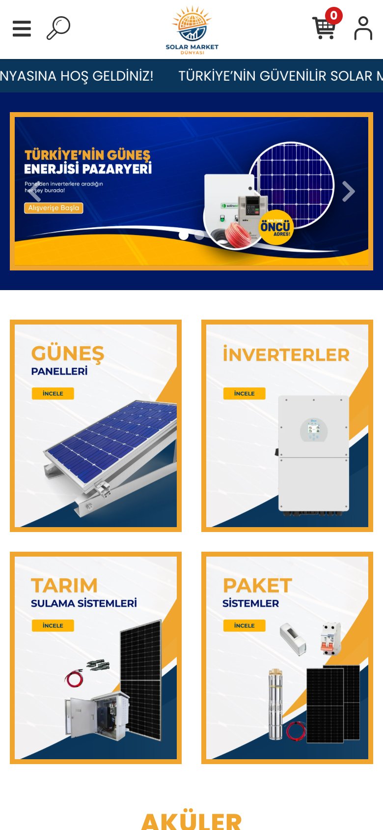 Solar Market Dünyası — mobil görünüm