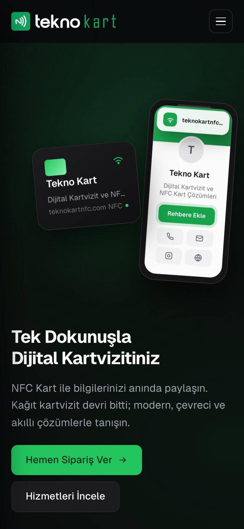 Teknokart NFC — mobil görünüm