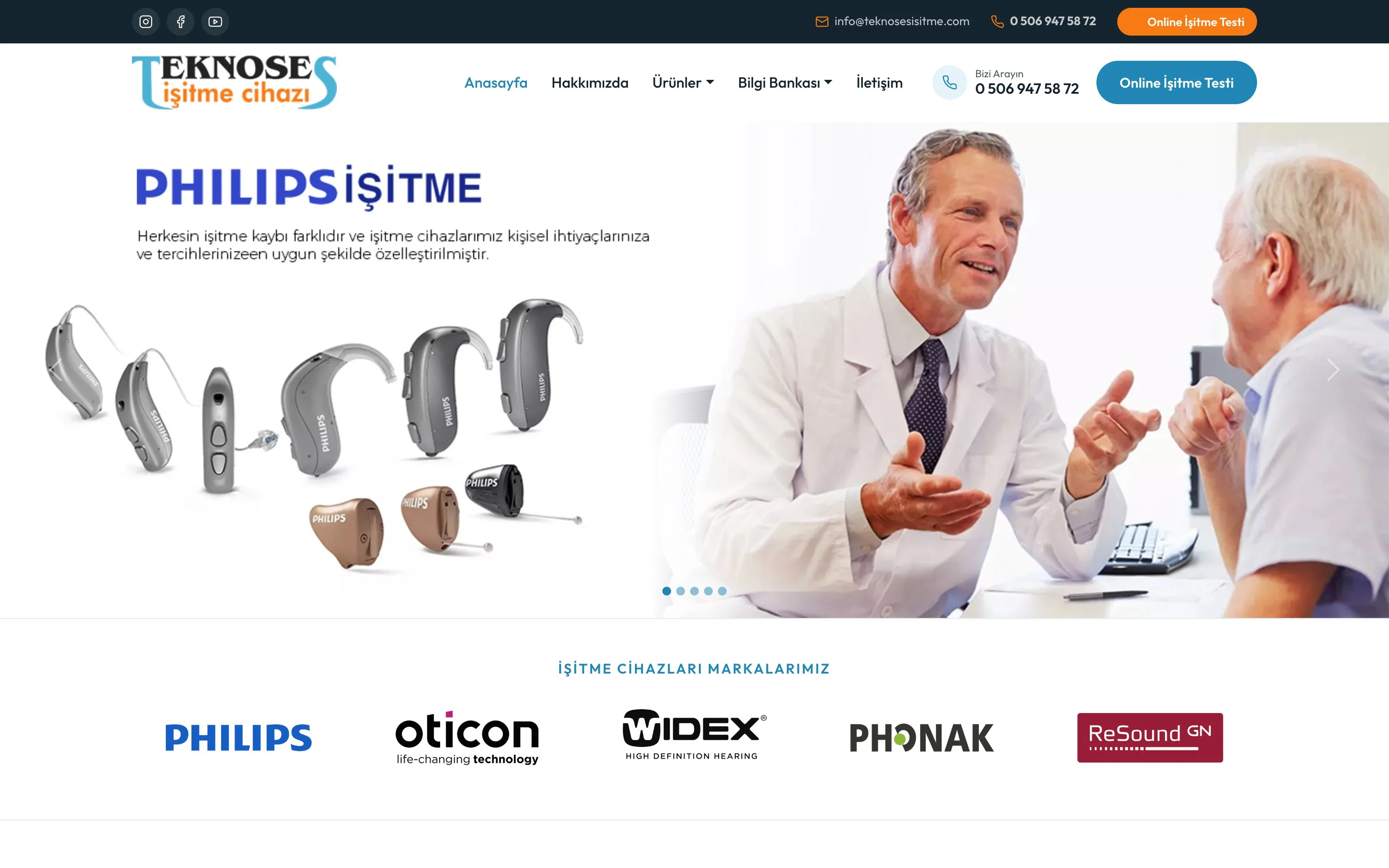 Teknoses İşitme web sitesi ekran görüntüsü