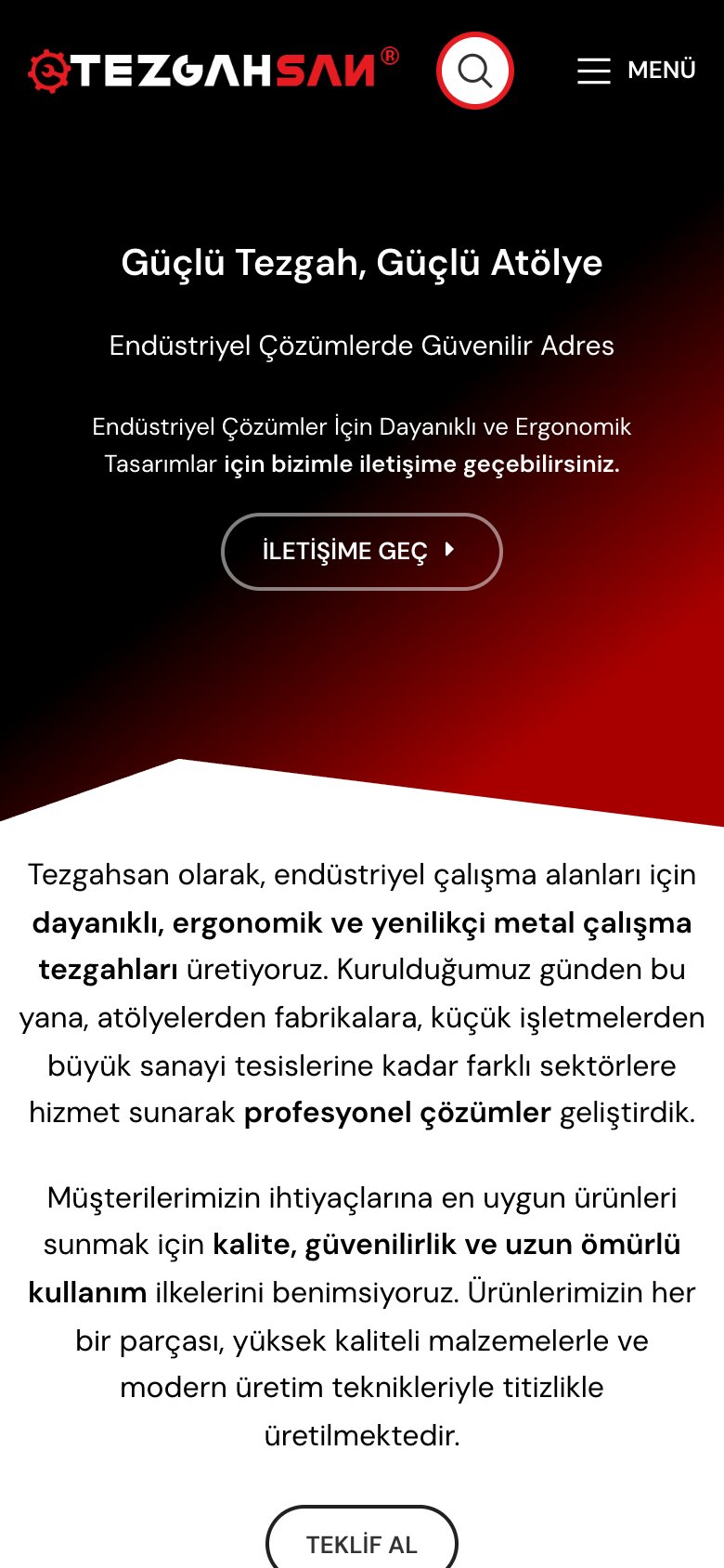 Tezgahsan — mobil görünüm