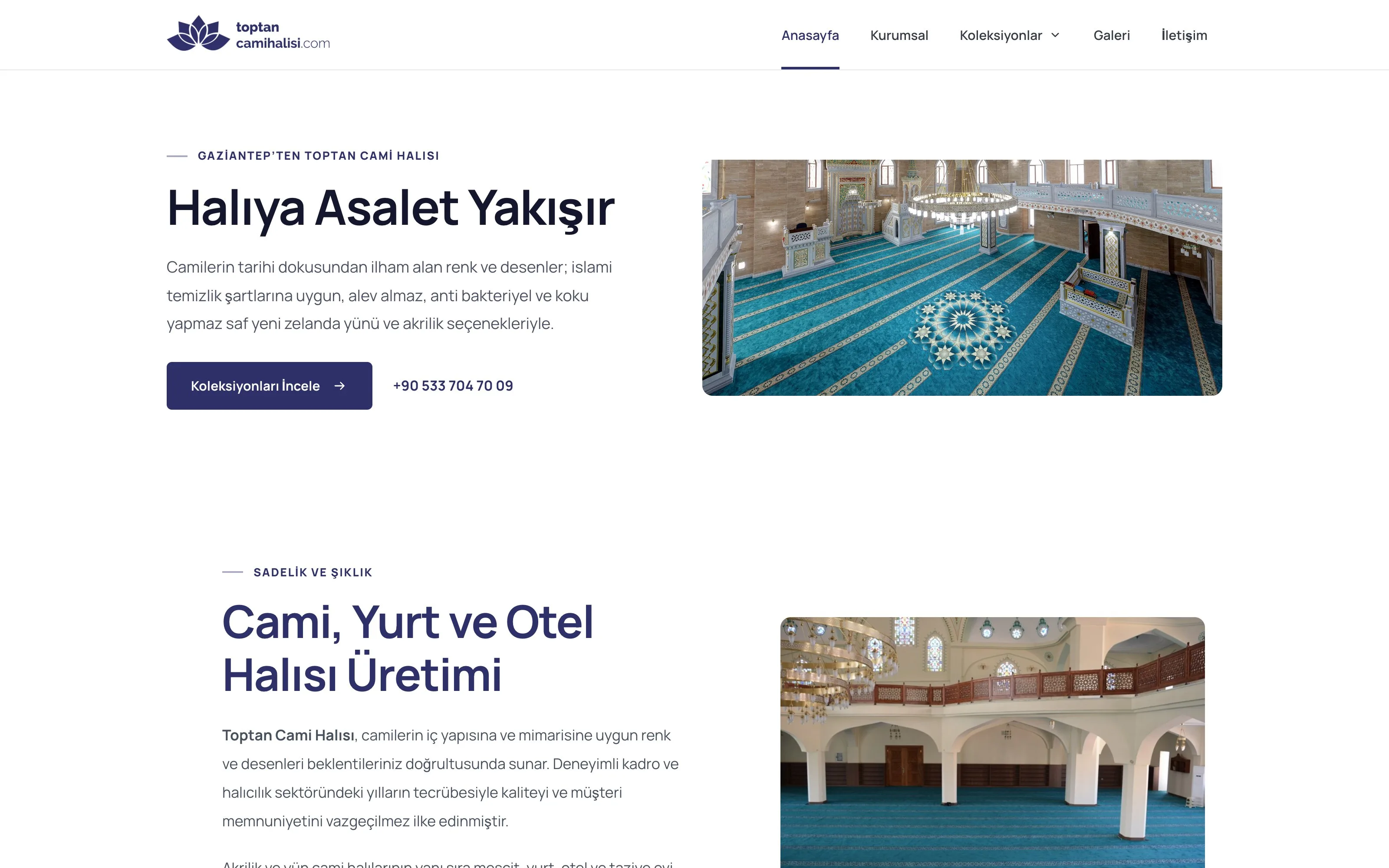 Toptan Cami Halısı web sitesi ekran görüntüsü