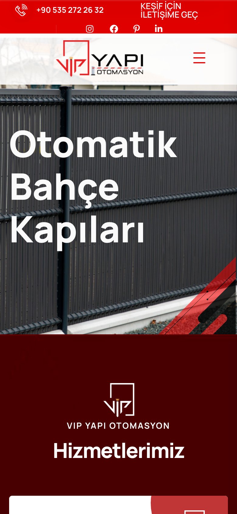 VIP Yapı Otomasyon — mobil görünüm