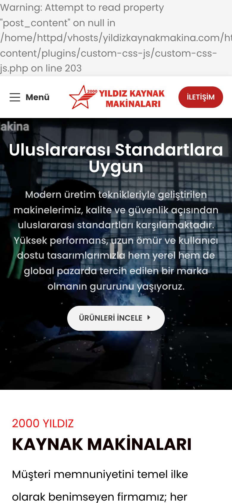 Yıldız Kaynak Makina — mobil görünüm