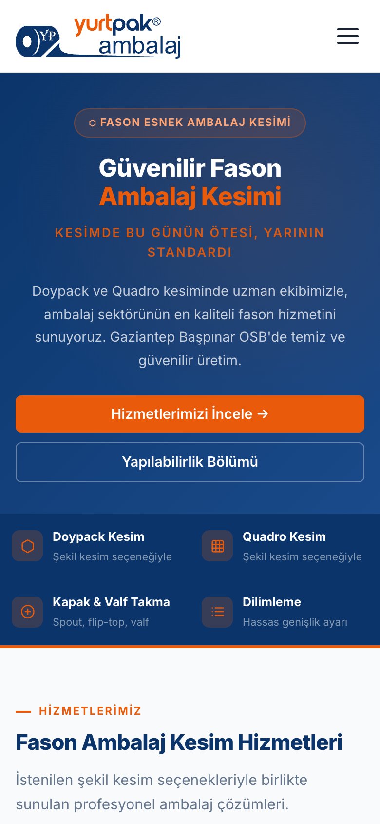 Yurtpak Ambalaj — mobil görünüm