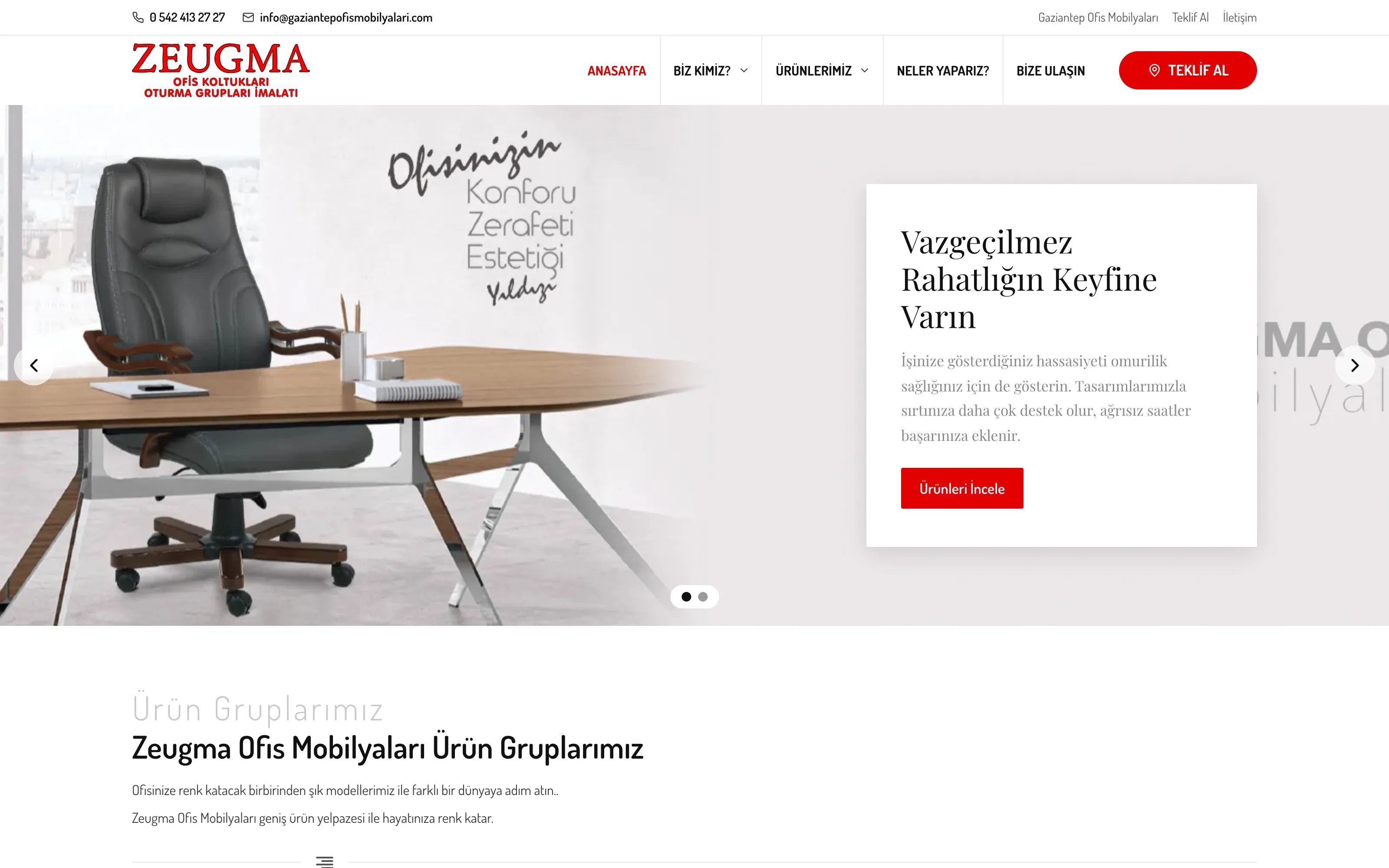 Zeugma Ofis Koltukları web sitesi ekran görüntüsü